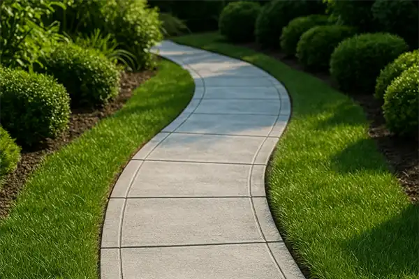 Winding concrete walkway